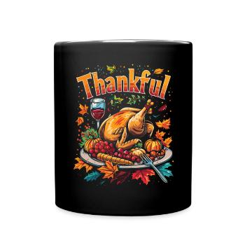 Dankbares Gobble Wobble Thanksgiving - Tasse einfarbig - Schwarz - Vorne