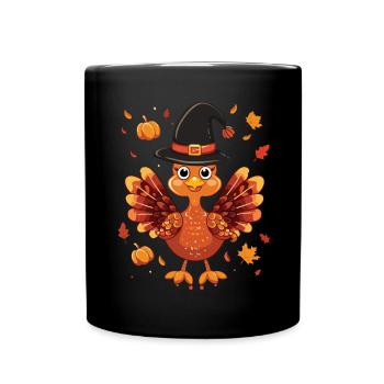 Dankbares Gobble Wobble Thanksgiving - Tasse einfarbig - Schwarz - Vorne