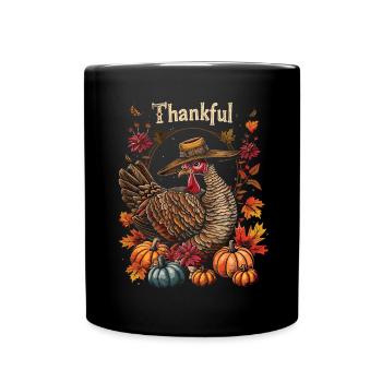 Dankbares Gobble Wobble Thanksgiving - Tasse einfarbig - Schwarz - Vorne