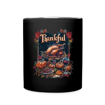 Dankbares Gobble Wobble Thanksgiving - Tasse einfarbig - Schwarz - Vorne