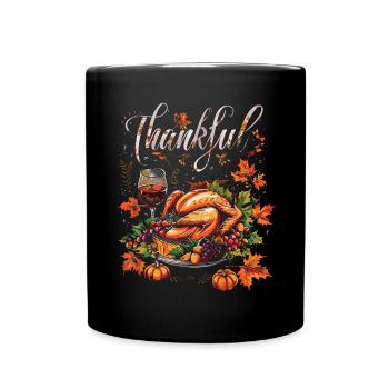 Dankbares Gobble Wobble Thanksgiving - Tasse einfarbig - Schwarz - Vorne