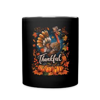 Dankbares Gobble Wobble Thanksgiving - Tasse einfarbig - Schwarz - Vorne