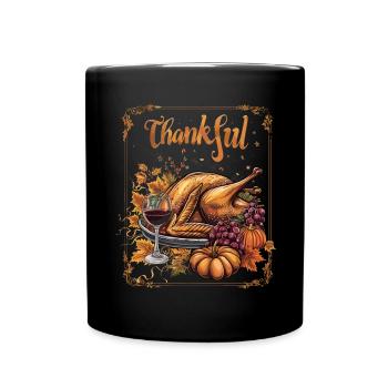 Dankbares Gobble Wobble Thanksgiving - Tasse einfarbig - Schwarz - Vorne