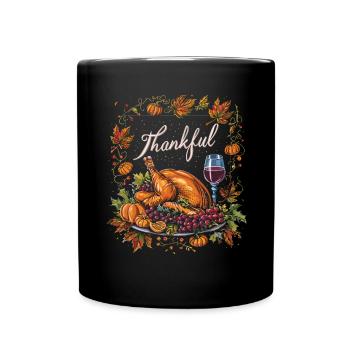 Dankbares Gobble Wobble Thanksgiving - Tasse einfarbig - Schwarz - Vorne