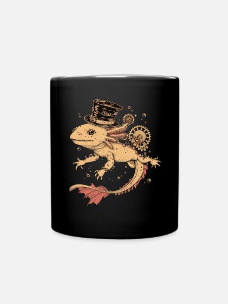 Steampunk Axolotl - Tasse einfarbig - Schwarz