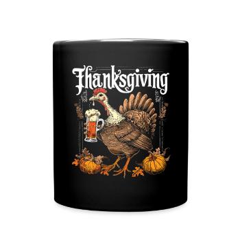 Dankbares Gobble Wobble Thanksgiving - Tasse einfarbig - Schwarz - Vorne