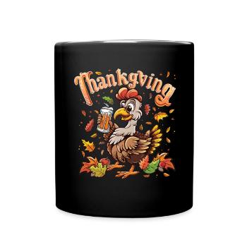 Dankbares Gobble Wobble Thanksgiving - Tasse einfarbig - Schwarz - Vorne