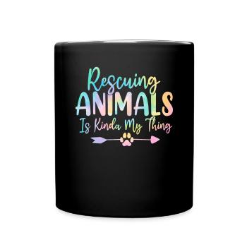 Rescuing Animals Is Kinda My Thing Tie Dye Animal - Full Colour Mug - black - Front