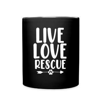 Live Love Rescue Tierschutz Lustige Pflege - Tasse einfarbig - Schwarz - Vorne