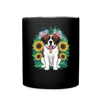 Saint-Bernard aux tournesols - Mug uni - noir - Devant