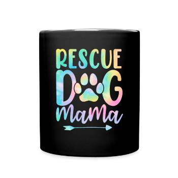 Rettungshund Mama Pflegehund Mama Tie Dye Tier - Tasse einfarbig - Schwarz - Vorne