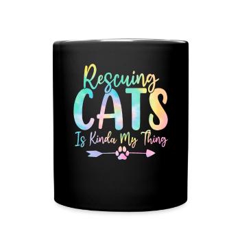 Rescuing Cats Is Kinda My Thing Cat Tie Dye - Full Colour Mug - black - Front