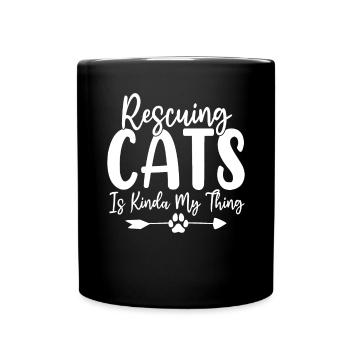 Rescuing Cats Is Kinda My Thing Cat Adopt Funny - Full Colour Mug - black - Front
