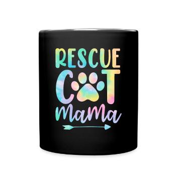 Chat de sauvetage Mama Chat drôle Tie Dye Refuge Foster - Mug uni - noir - Devant