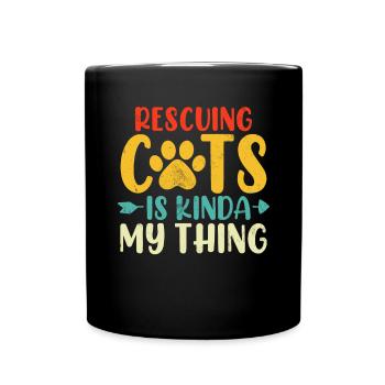 Rescuing Cats Is Kinda My Thing Retro Cat Shelter - Full Colour Mug - black - Front