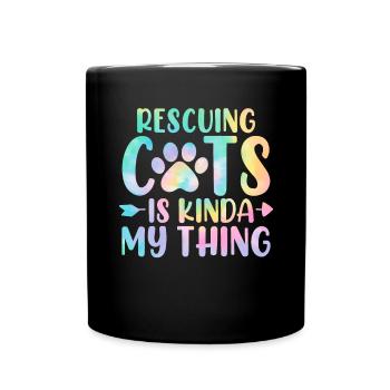 Rescuing Cats Is Kinda My Thing Tie Dye Animal - Full Colour Mug - black - Front