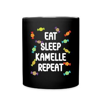 Kamelle Karneval Outfit Fasching Kostüm Bonbons - Tasse einfarbig - Schwarz - Vorne