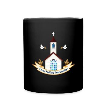 Erste Heilige Kommunion Kind Erstkommunion Kirche - Tasse einfarbig - Schwarz - Vorne