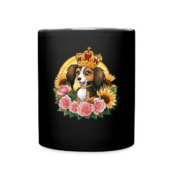 Sweet Nederlandse Kooikerhondje avec couronne, roses - Mug uni - noir - Devant
