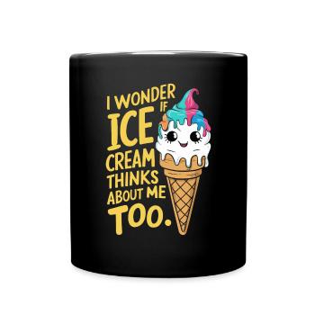 Je me demande si Frozen Cream ne pense pas à moi trop drôle - Mug uni - noir - Devant