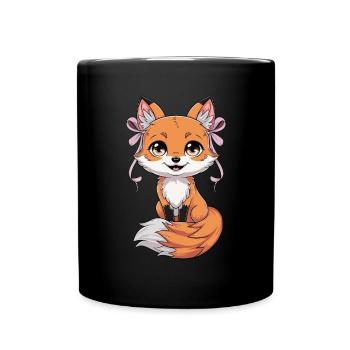 Lustiger Fuchs Tier Buschiger Schwanz Fennec Fuchs - Tasse einfarbig - Schwarz - Vorne