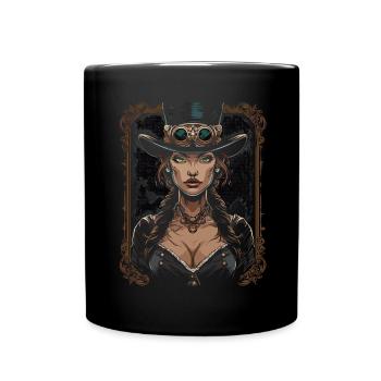 Beautiful Women Steampunk Lover - Full Colour Mug - black - Front