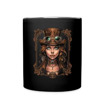 Beautiful Women Steampunk Lover - Full Colour Mug - black - Front