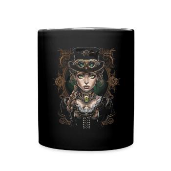 Beautiful Women Steampunk Lover - Full Colour Mug - black - Front