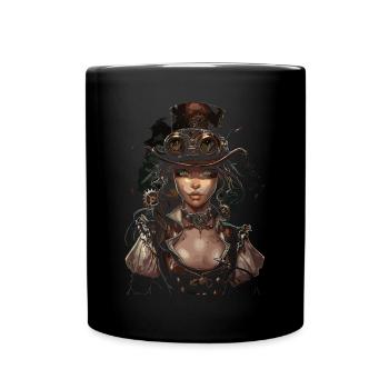 Beautiful Women Steampunk Lover - Full Colour Mug - black - Front