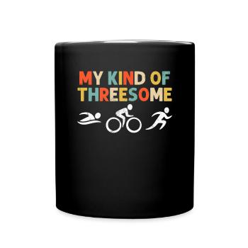 My Kind Of Threesome Retro Triathlete Marathon - Full Colour Mug - black - Front