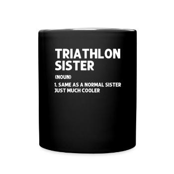 drôle triathlon sœur marathonienne nager vélo course - Mug uni - noir - Devant