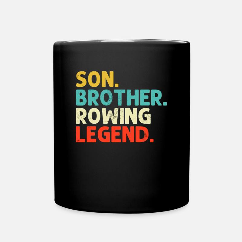 fils, frère, rameur, fils et frère, barreur rétro - Mug uni - noir