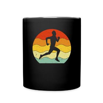 Funny Running Retro Runner Athlete Marathon - Full Colour Mug - black - Front