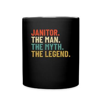Janitor The Man The Myth Retro School Custodian - Full Colour Mug - black - Front