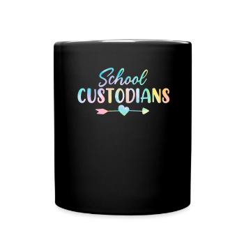 School Custodian Tie Dye Janitorial Custodian - Full Colour Mug - black - Front