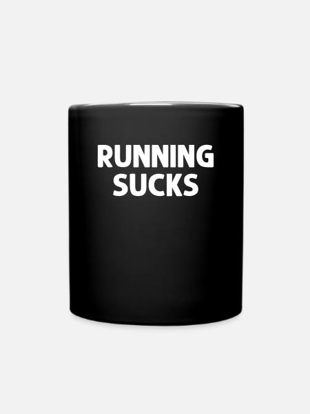 Running Sucks Track and Field Funny Running - Full Colour Mug - black