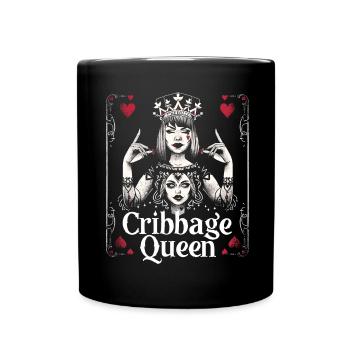 Cribbage Queen Graphic Lustiges Cribbage - Tasse einfarbig - Schwarz - Vorne