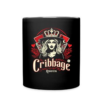 Cribbage Queen Graphic Lustiges Cribbage - Tasse einfarbig - Schwarz - Vorne