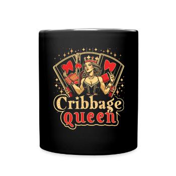 Cribbage Queen Graphic Lustiges Cribbage - Tasse einfarbig - Schwarz - Vorne