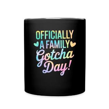 Officially A Family Gotcha Day Tie Dye Adoption - Full Colour Mug - black - Front