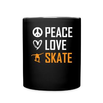 Peace Love Skate Longboard Drôle Skateboarding - Mug uni - noir - Devant