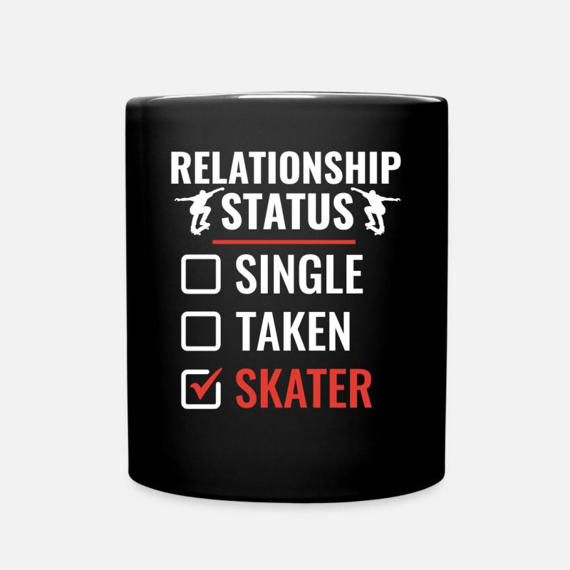 Beziehungsstatus Skater Longboarden Lustig - Tasse einfarbig - Schwarz