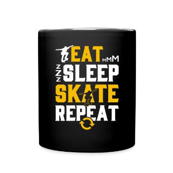 Essen Schlaf Skate Repeat Skateboard Lustiges Skaten - Tasse einfarbig - Schwarz - Vorne
