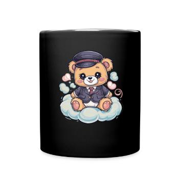 Cute teddy bear with trational school uniform - Full Colour Mug - black - Front