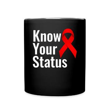 Kennen Sie Ihren Status Aids Aufklärung Red Ribbon HIV - Tasse einfarbig - Schwarz - Vorne
