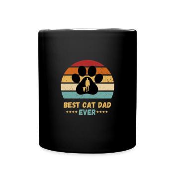 Bester Katzen Papa Ever Retro Pfote - Tasse einfarbig - Schwarz - Vorne
