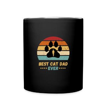 Bester Katzen Papa Ever Retro Look - Tasse einfarbig - Schwarz - Vorne