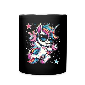 Süßes Einhorn, Bunte Einhörner - Tasse einfarbig - Schwarz - Vorne
