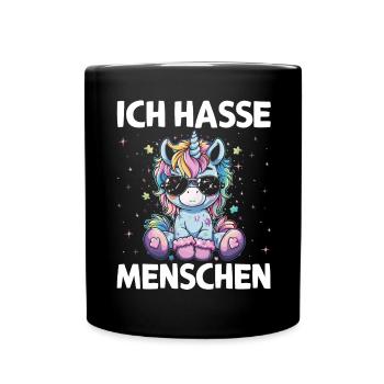 Süßes Einhorn, Bunte Einhörner - Tasse einfarbig - Schwarz - Vorne