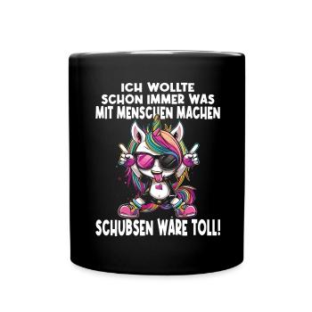 Süßes Einhorn, Bunte Einhörner - Tasse einfarbig - Schwarz - Vorne